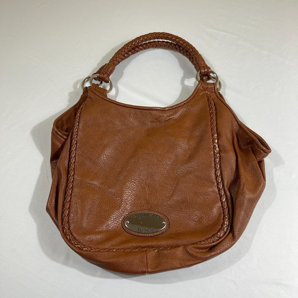 Liz Claiborne Brown Faux Leather Braided Hobo Shoulder Bag Handbag Purse
